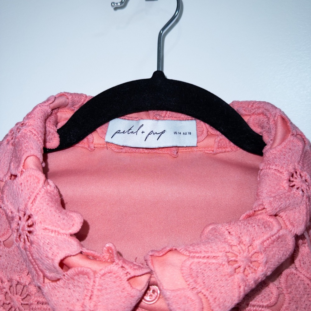 Petal & Pup Watermelon Pink Tallie Floral Embroidered Button Up Mini Dress 14 - Picture 4 of 9
